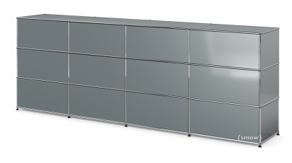 USM Haller Counter Type 1, Mid grey RAL 7005, 300 cm (4 elements), 50 cm
