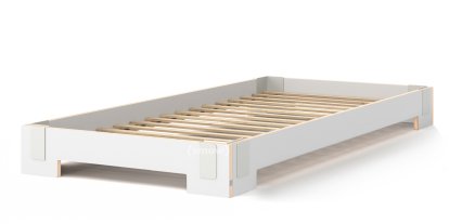 Tagedieb Stacking bed, 90 x 200 cm, White, With rollable slatted base