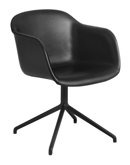 Fiber Armchair Swivel, Leather black