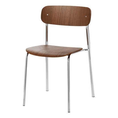 S 243 Chair, Chrome, Walnut clear lacquered