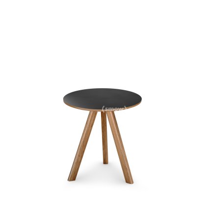 Copenhague Round Table CPH20, Ø 50 x H 49, Lacquered oak, Linoleum black