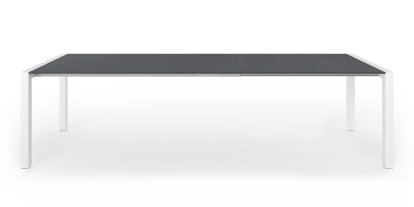 Sushi Dining Table, Fenix Bromo grey with same colour edge, L 177-288 x W 90 cm, Aluminium with white lacquer