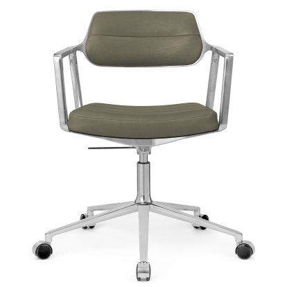 Swivel 453+ Chair, Polished, Wheeled based, Bosco green leather