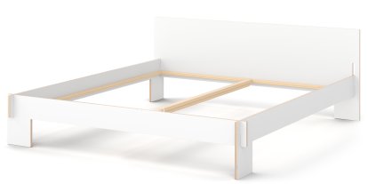 Siebenschläfer Bed, 200 x 220 cm, With headboard, White, Without slatted base