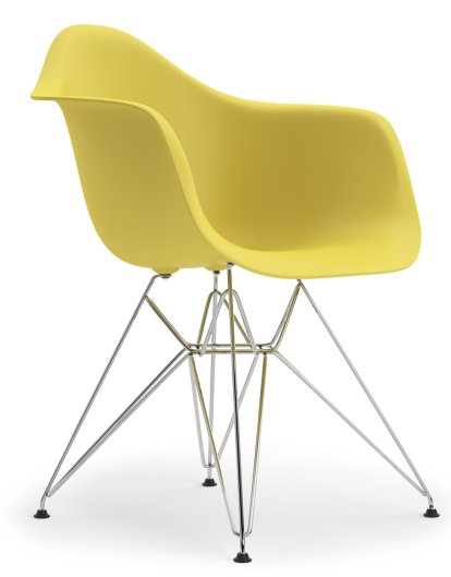 Eames Plastic Armchair RE DAR, Citron, Without upholstery, Without upholstery, Standard version - 43 cm, Chrome-plated