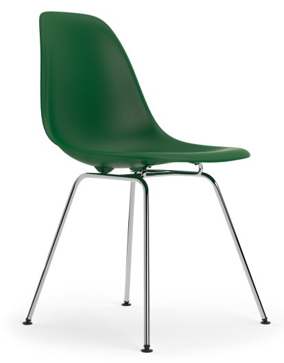 Eames Plastic Side Chair RE DSX, Emerald, Without upholstery, Without upholstery, Standard version - 43 cm, Chrome-plated