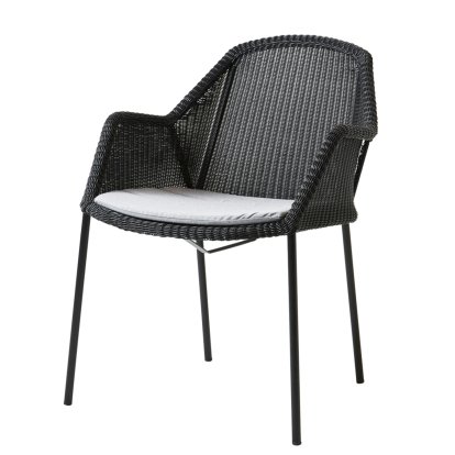 Breeze Chair, Black, With seat cushion, Natté - Light grey