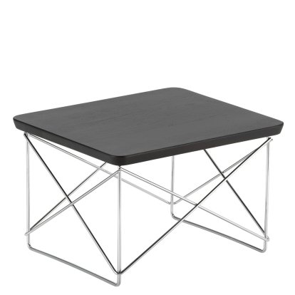 Occasional Table LTR , Dark stained solid oak, Polished chrome