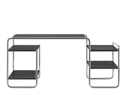 S 285 Desk, Ash deep black, open-pored lacquered, 4 shelves