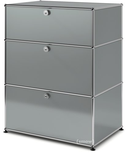 USM Haller Storage Unit with 3 Drawers, H 95 + 4 x W 75 x D 50 cm, Mid grey RAL 7005