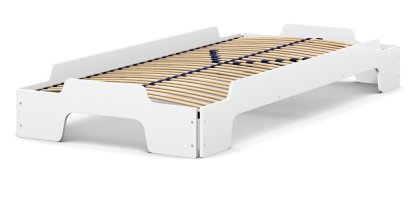Stacking Bed Comfort, White lacquered, Solid wood frame