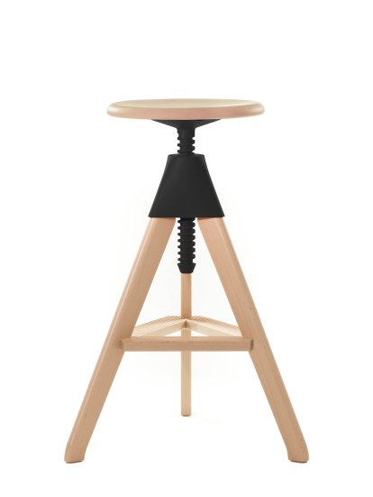 Tom & Jerry - The Wild Bunch Stool, Tom - h 70-86 cm, Natural beech - black