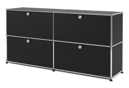 USM Haller Sideboard L, Customisable, Graphite black RAL 9011, With 2 drop-down doors, With 2 drop-down doors