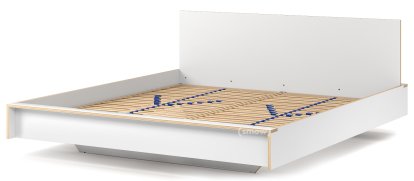 Flai Bed, 180 x 200, With headboard, CPL white, With slatted frame
