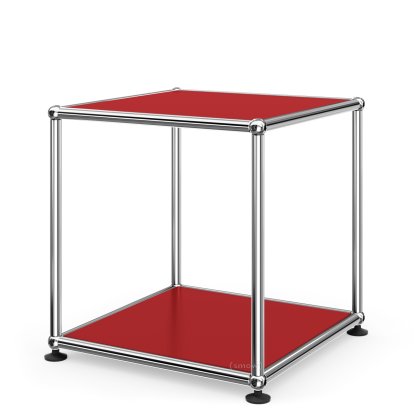 USM Haller Side Table 35, Both panels metal, USM ruby red