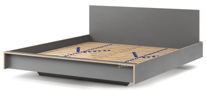 Flai Bed, 180 x 200, With headboard, CPL anthracite, With slatted frame