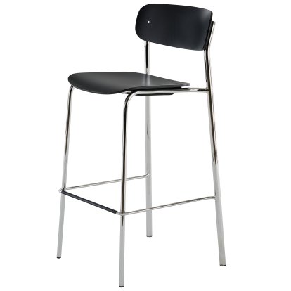 S 243 H Bar Stool, Chrome, Beech stained black (TP 29)
