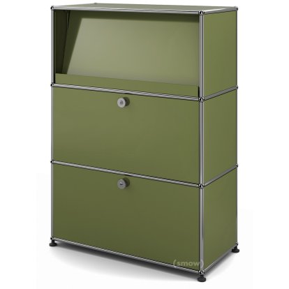 USM Haller Highboard M with Angled Shelf, Olive green RAL 6003
