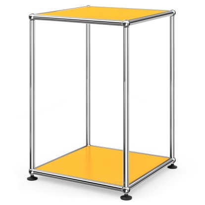 USM Haller Side Table 35 High, Both panels metal, Golden yellow RAL 1004