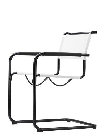 S 34 N All Seasons Cantilever Chair, Black, Black, With Cushion Petrol, Elastomeric black