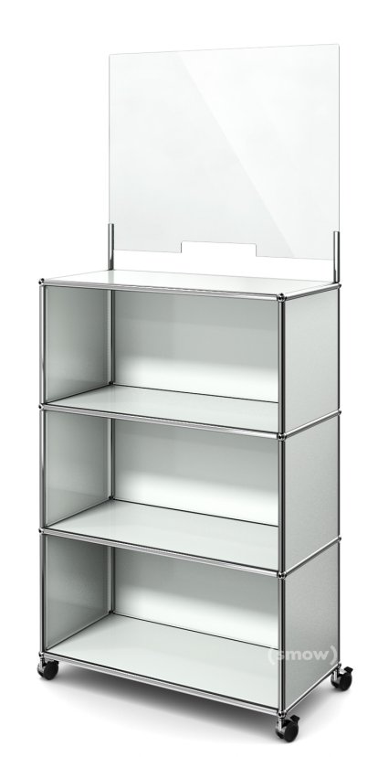 USM Haller Counter M with Security Screen, Light grey RAL 7035, With castors