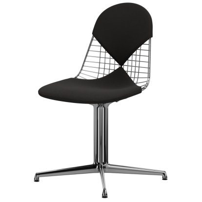 Wire Chair DKL, Aluminium polished, Seat and backrest cushion (Bikini), Dark grey