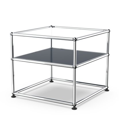 USM Haller Side Table Type 2, Glass, Steel blue RAL 5011