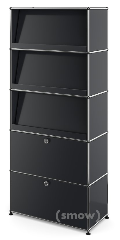 USM Haller Storage Unit with 3 Angled Shelves, Anthracite RAL 7016