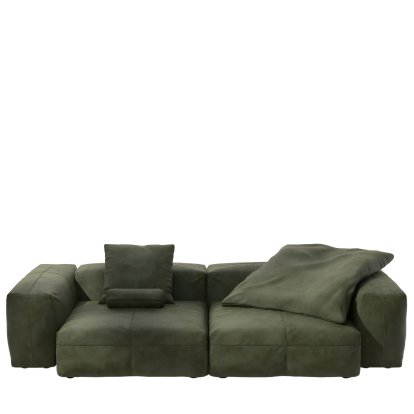 Vetsak Sofa Set 2, L, Leather - Olive, With cushions