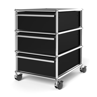 USM Haller Mobile Pedestal with 3 Drawers Type 1 (with Counterbalance), No locks, Graphite black RAL 9011