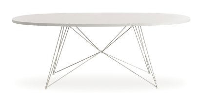 Tavolo XZ3 Oval Table, Fenix white, White lacquered
