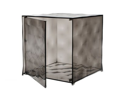 Optic Side Table, With doors, Transparent, Fumé