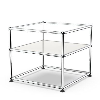 USM Haller side table Type 2, Glass, Pure white RAL 9010