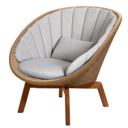 Peacock Lounge Chair, Large flat Weave - Natural, Focus - Light grey