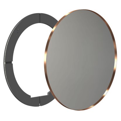 Unu mirror with LED lighting round (set), ø 100 cm, Brushed copper