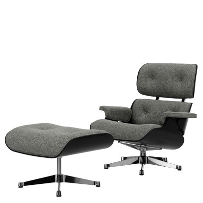 Eames Lounge Chair & Ottoman Nubia, Salt'n'pepper / chestnut, black