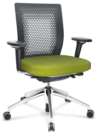 ID Air, Basic dark, Plano fabric-68 avocado, Basic dark, 5 star foot, polished aluminium, With 3D-armrests, Soft castors for hard floor surfaces