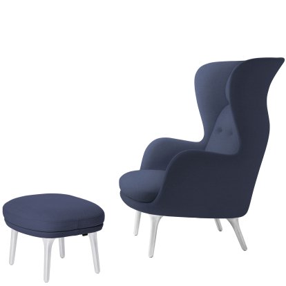 Ro Lounge Chair, Christianshavn 1153 - Blue Uni, With footstool