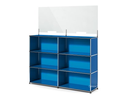 USM Haller Counter L with Security Screen, Gentian blue RAL 5010