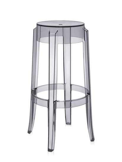 Charles Ghost Stool, Base 46 x Seat 29 x Height 75, Transparent, Fumé