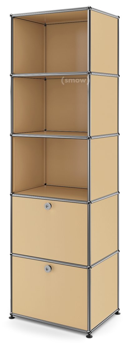 USM Haller Bookcase 50, With 2 drop-down doors, USM beige