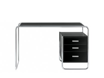 S 285/1 - S 285/2 Desk, Ash deep black, open-pored lacquered, S 285/2: 1 large drawer unit inside, right