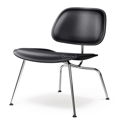 Plywood Group LCM / LCM Leather Chair, Black ash, seat leather nero, Polished chrome