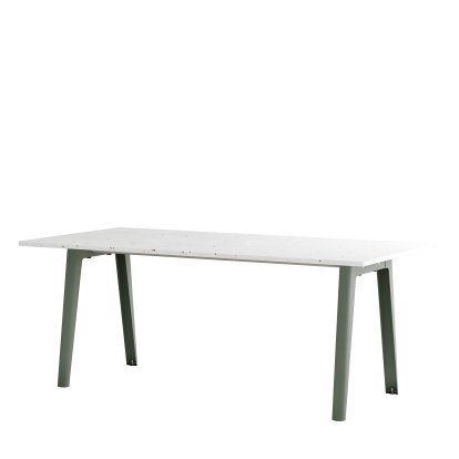 New Modern Dining Table Rectangular, Metal/Recycled Plastic, 190 x 95 cm, Eucalyptus grey