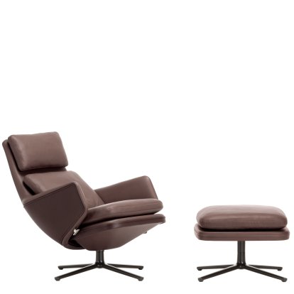 Grand Relax Lounge Chair, With Ottoman, Leather Premium F, chestnut, Basic dark, 46,5 cm