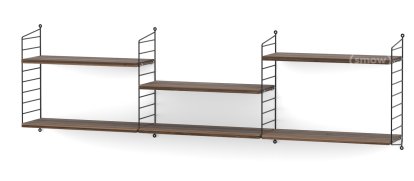 String System Shelf L, 20 cm, Black, Walnut veneer