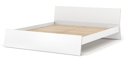 Stockholm Bed, 180 x 200 cm, White, With headboard, With slatted frame