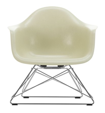 Eames Fiberglass Armchair LAR, Eames parchment, Chrome-plated