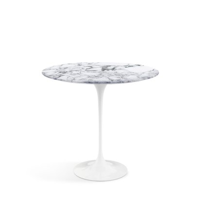Saarinen Oval Side Table, White, Arabescato marble (white with grey tones)