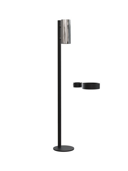 Nova Floor Disinfection Dispenser, Black matt, Polished stainless steel